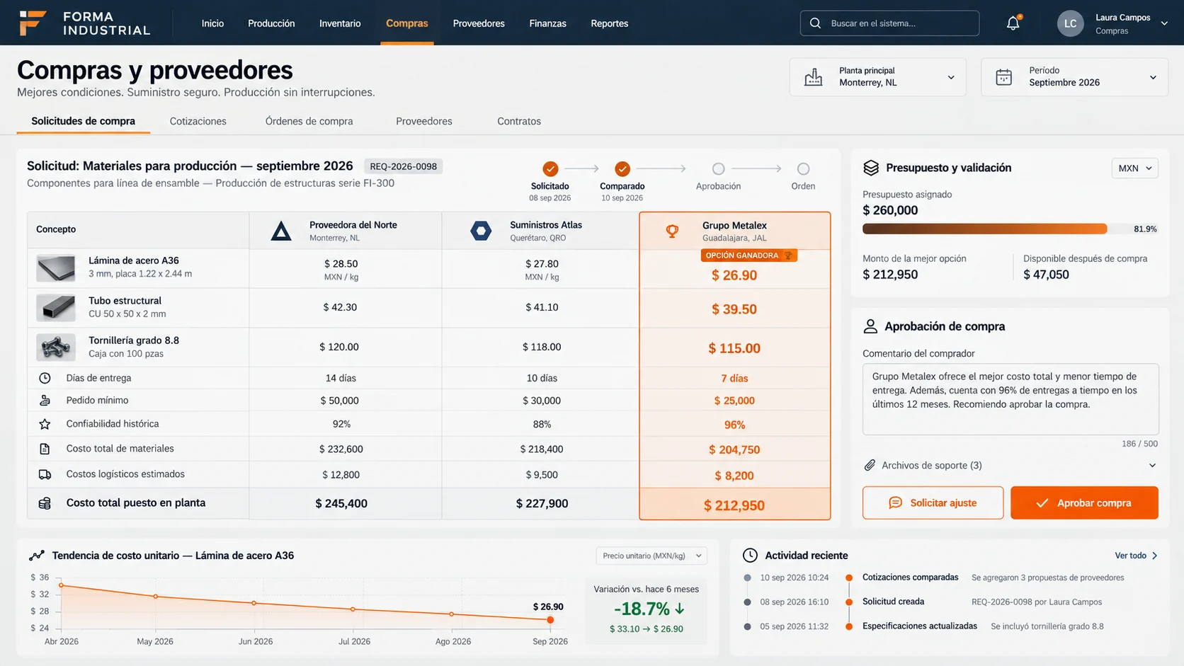 Concepto de sistema de compras y proveedores para una planta industrial, diseñado por Ogenoz (7 de 8)